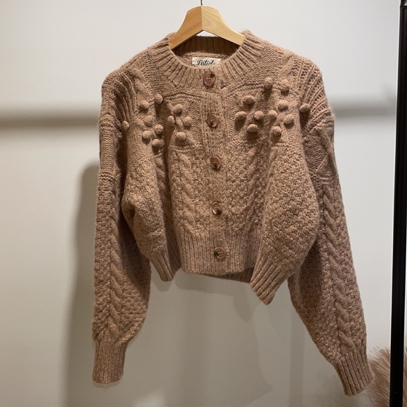 Pink Fuzzy Pom Pom Cardigan - New - Picture 7 of 7